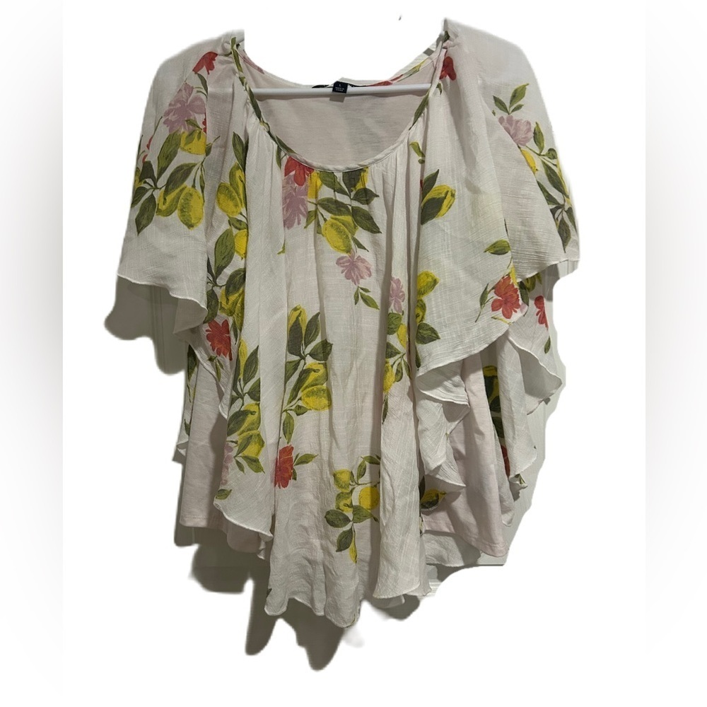 Zac & Rachel White Floral Blouse Size L